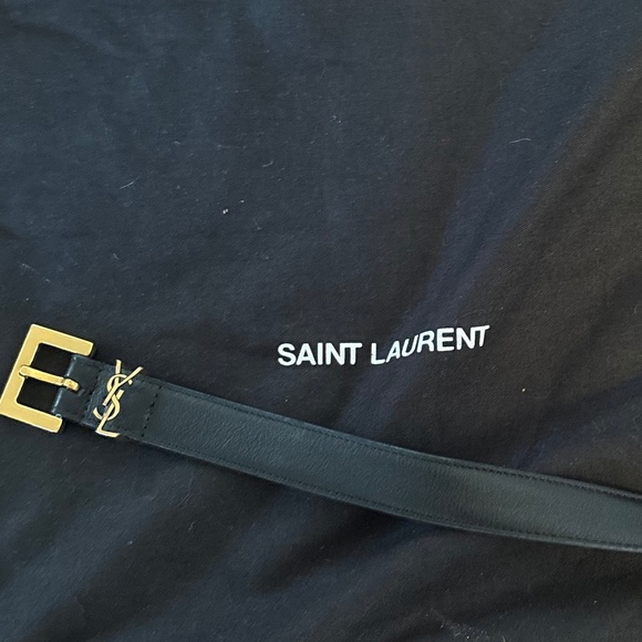 YSL Cassandre Classic Monogram Leather Belt with Bronze Gold Hardware - Picture 1 of 12